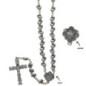 Chapelet métal de l'EX VOTO, grains Ø 8 mm sur corde, longueur jusqu'au cœur 27 cm, croix avec Christ. Livré en boite.